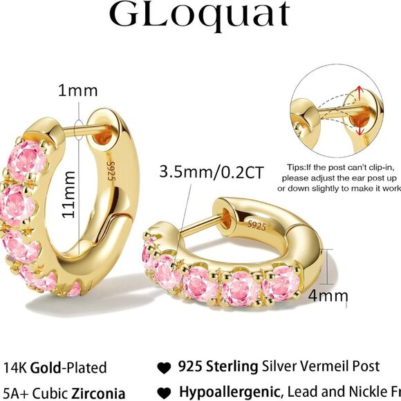 14k Gold Plated Chunky Huggies Earring for Women with Sterling Silver Post,Trend - Picture 6 of 7